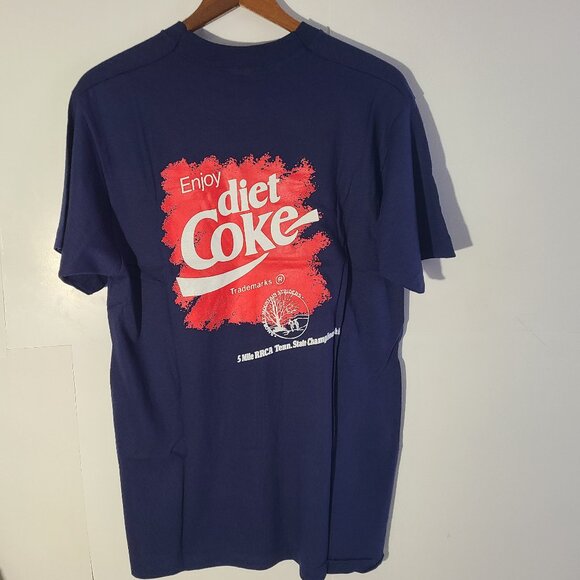 Vtg 90s Pigeon Forge Midnight Road Race/Diet Coke Blue Large Shirt SIngle Stitch - Picture 2 of 5